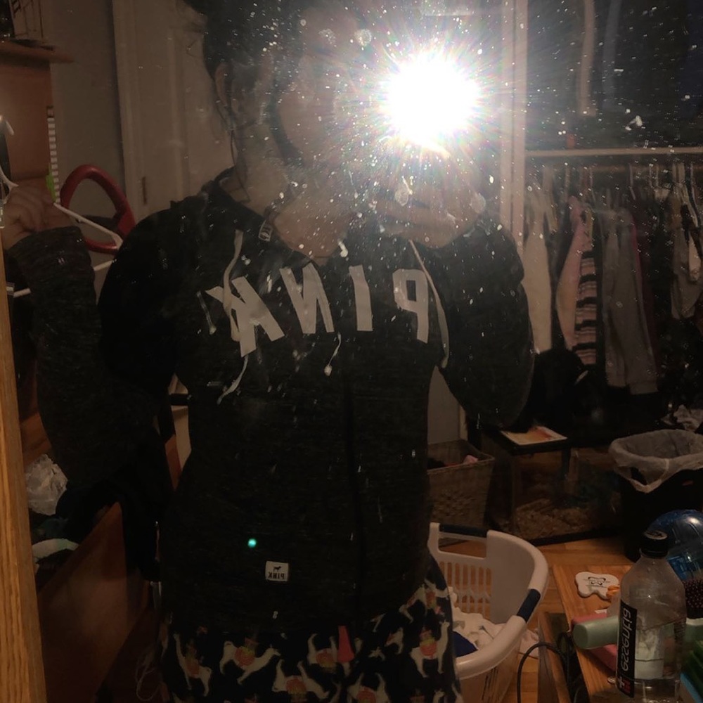 gray sweatshirt from pink